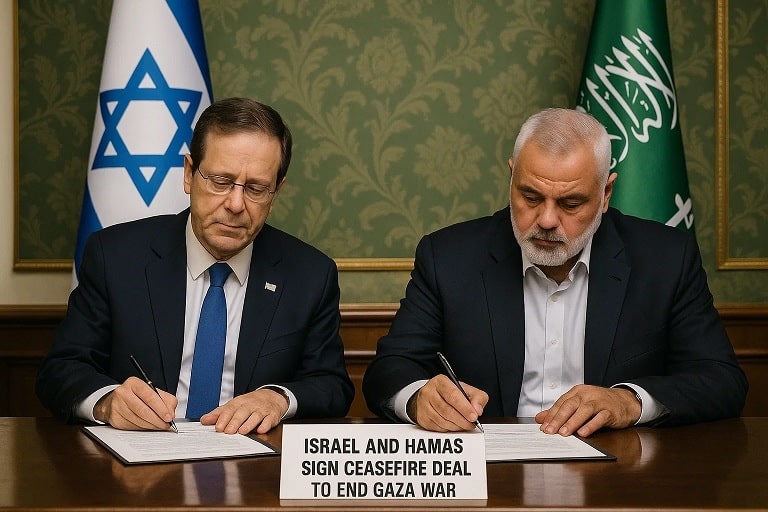 Israel and Hamas sign ceasefire deal to end Gaza war