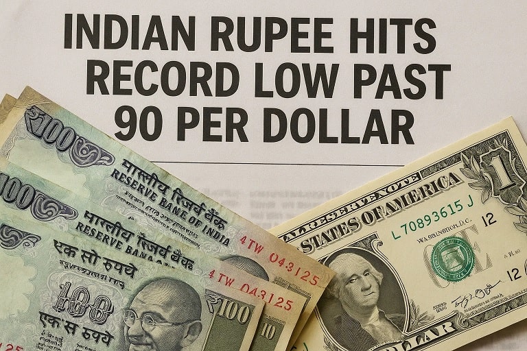 Indian Rupee Hits Record Low Past 90 Per Dollar 1 Indian Rupee Hits Record Low Past 90 Per Dollar
