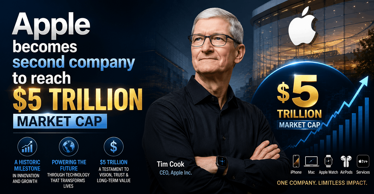 Apple becomes second company to reach 5 trillion market cap
