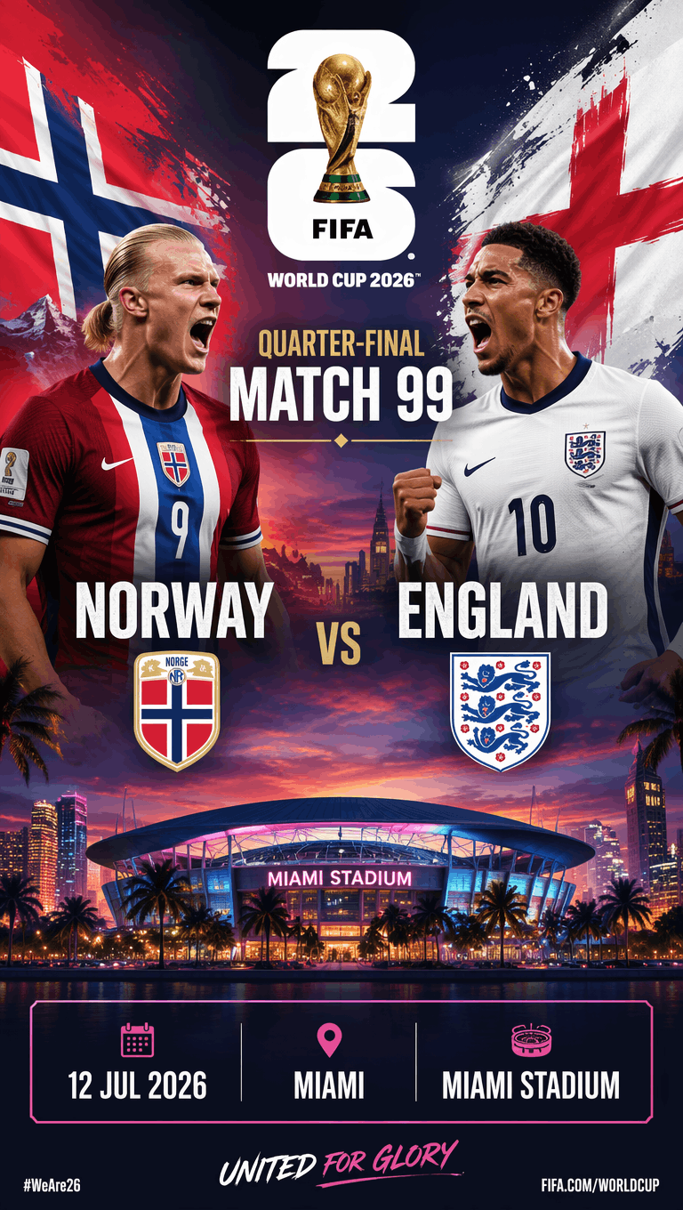 FIFA World Cup 2026 Quarter-final Norway vs England