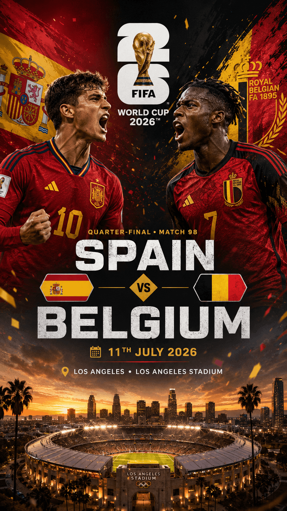 FIFA World Cup 2026 Quarter-final Spain vs Belgium
